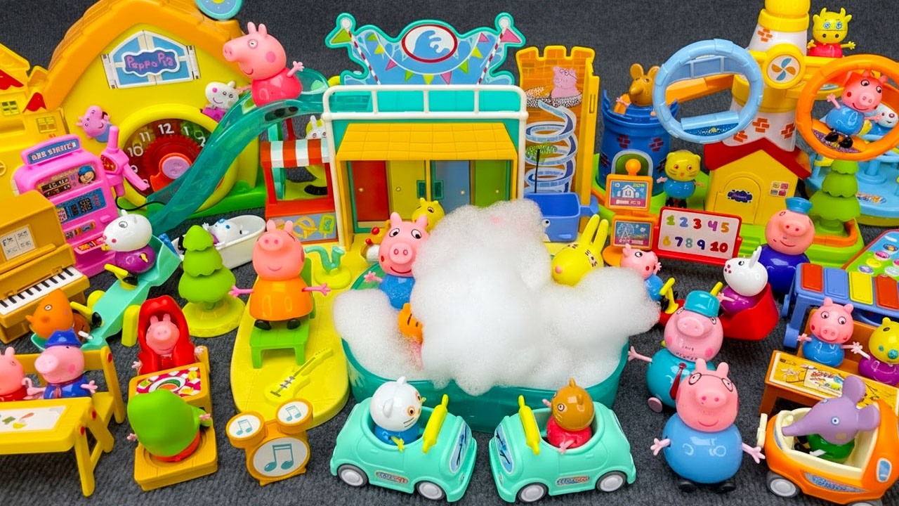 22 Minutes Satisfying Unboxing PEPPA PIG's Family Water Park Slide Pool & Picnic Toy Playset 🐷