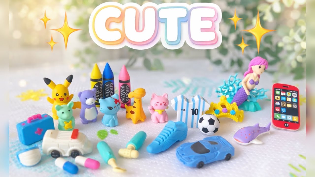 Cute Erasers Unboxing 😍 | Mini Toys & Stationery Surprise | Satisfying & Aesthetic