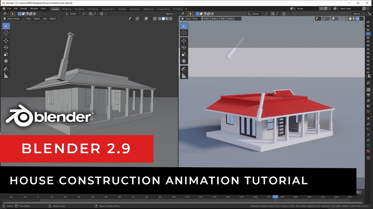 Blender 2.9 | 3D House construction animation Tutorial | CG Guru