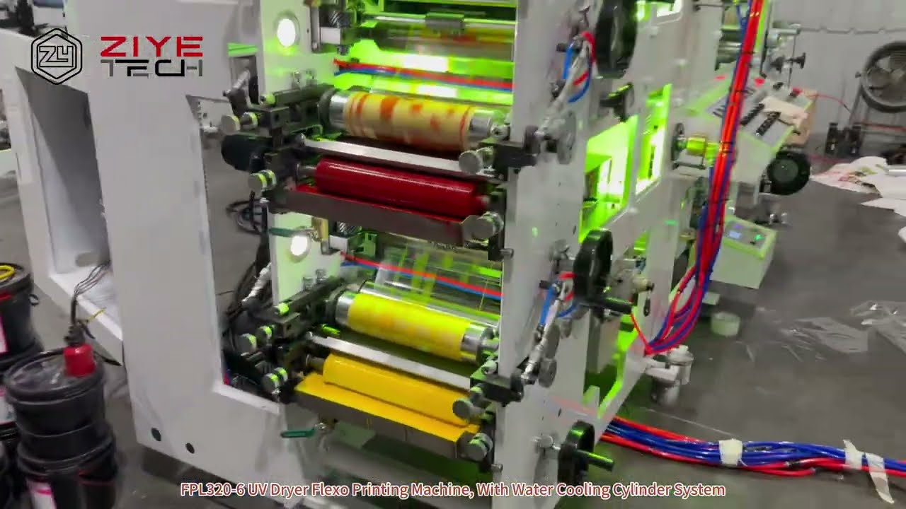 Water Cooling System In Flexo Printer: FPL320-6 Machine With Mercury UV Dryer & CMYK Color | 4K