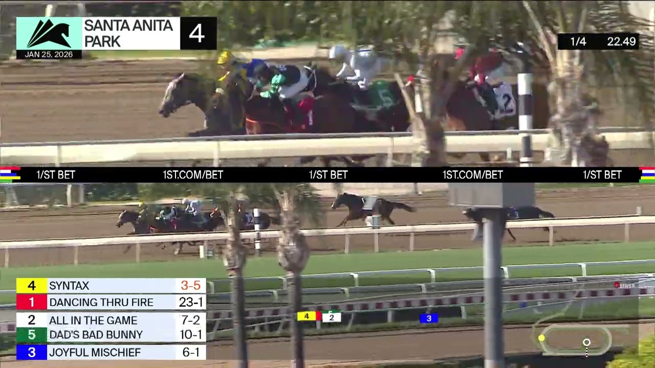 Syntax wins Race 4 on Sunday, January 25 at Santa Anita Park