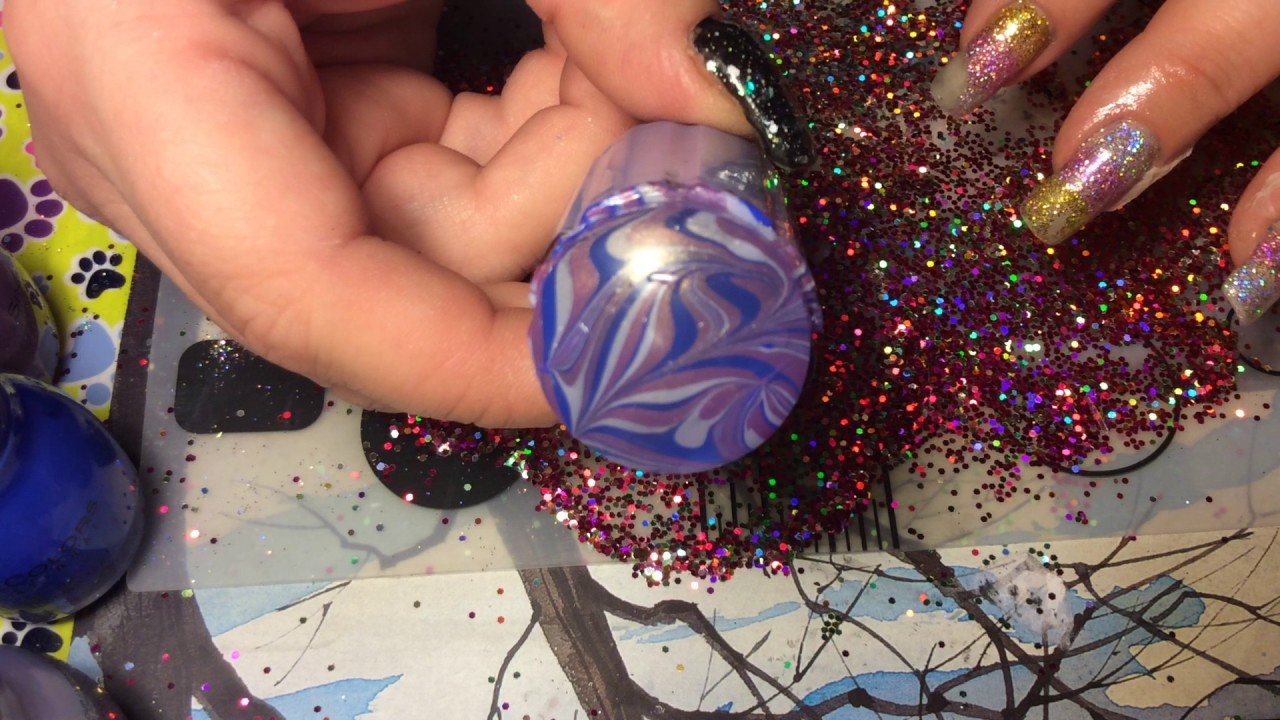 WATER MARBLE STAMPING!!!!  Stamp water marbles directly on your nails!