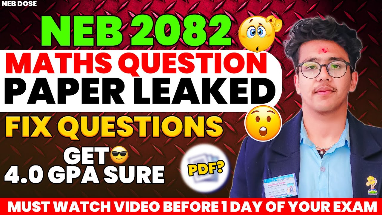 Class 12 Maths Question Paper LEAKED?😱100% Fix Questions II Must Watched Video For NEB Exam🔥II #neb