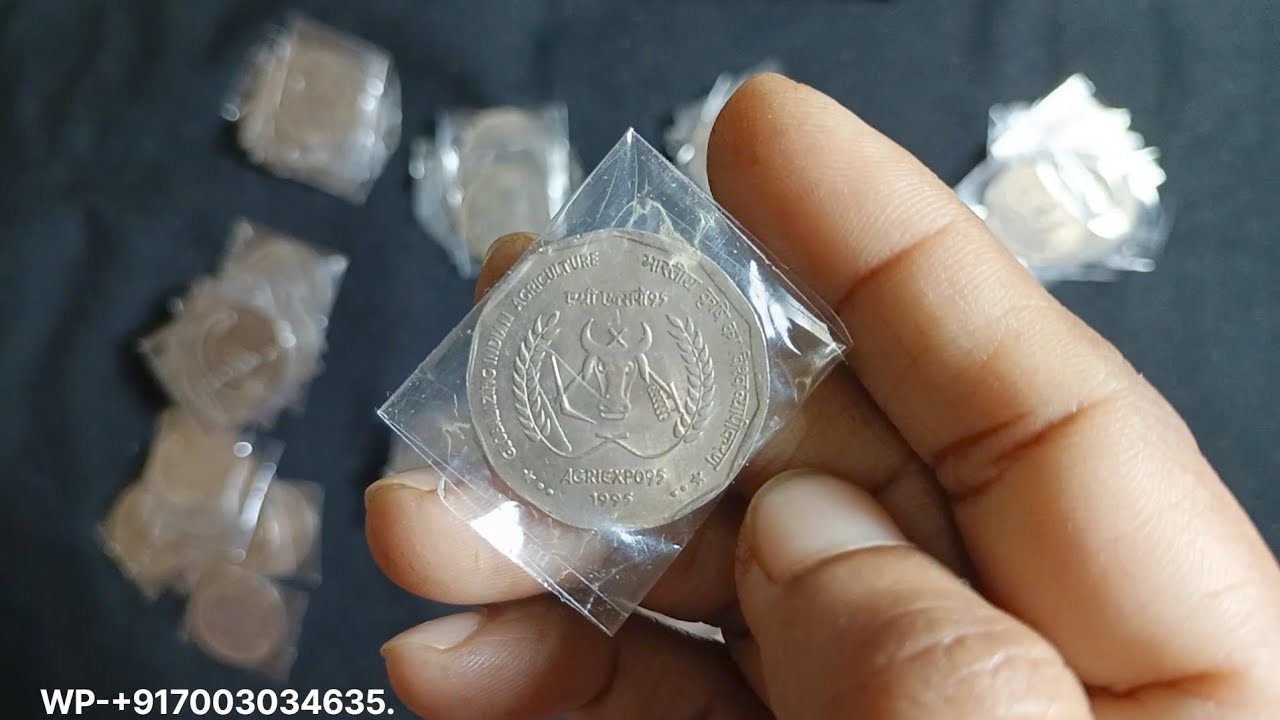 Rare & Scarce 1 & 2 Rs Indian Commemorative Coins. (H) 2 Rs Agriculture Kolkata Mint.