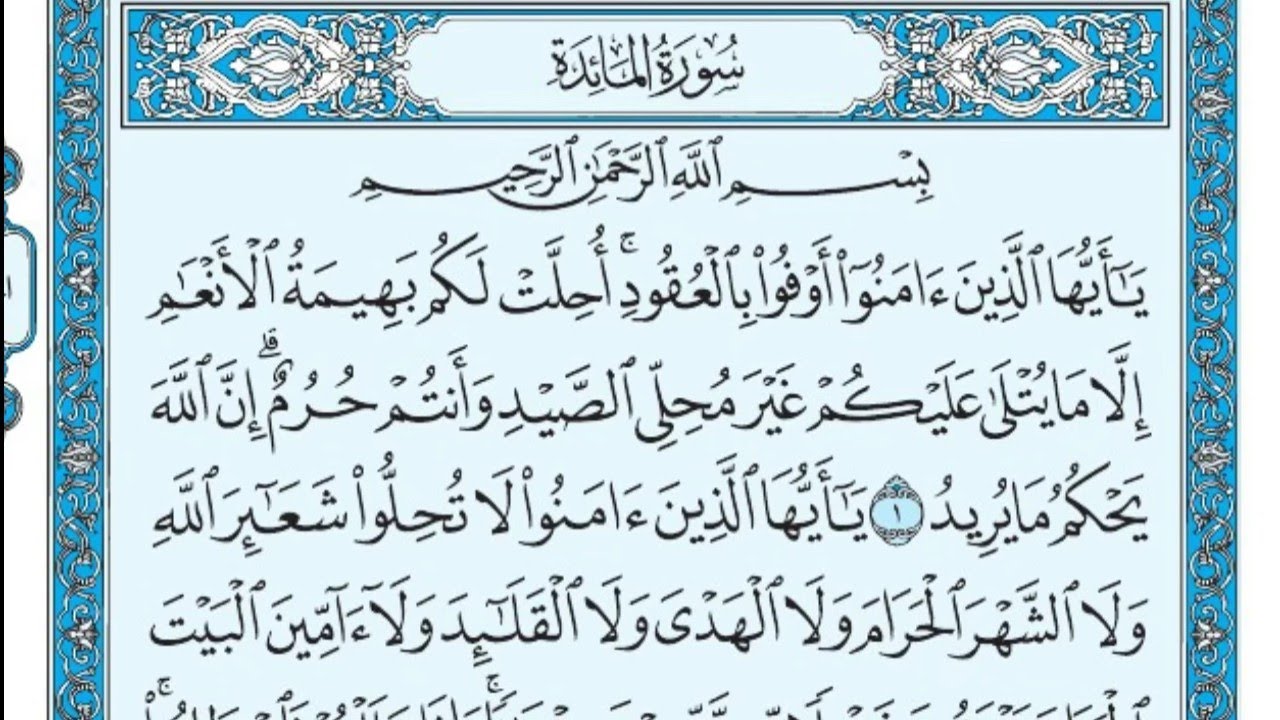سورة المائدة مكتوبة - علي جابر