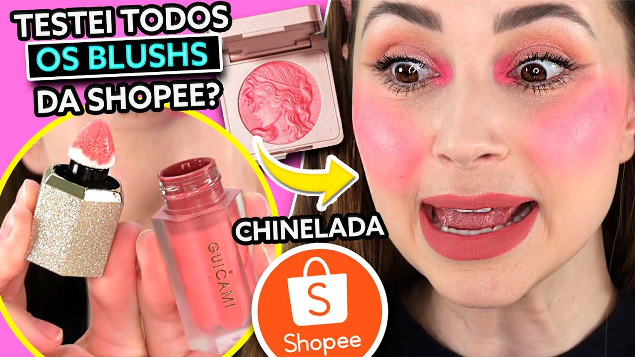 TESTANDO BLUSHS E ILUMINADORES DA SHOPEE - COMPREI MUITO 😱