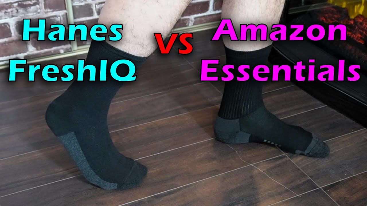 Hanes FreshIQ vs Amazon Essentials Mens crew socks try on, size & review
