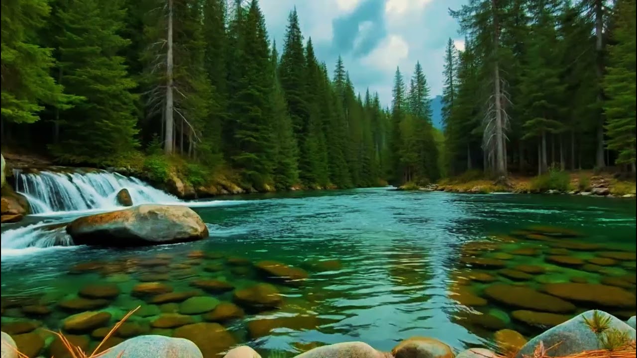 Calming Forest Ambience with Flowing River and Birds Chirping for Deep Sleep and Healing Rest