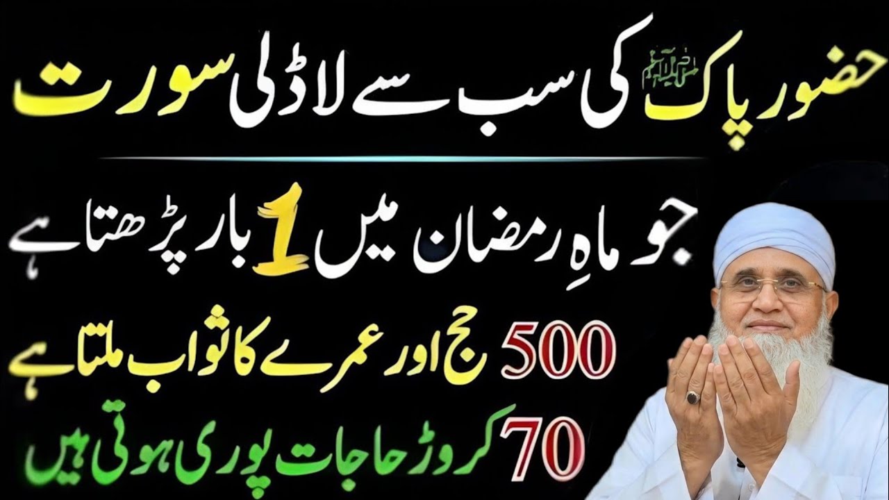 Hazoor Pak ﷺ Ki Sab Se Ladli Surat Or Tasbeeh | Mahe Ramazan Mein Zaroor Parhein | Maulana Younis