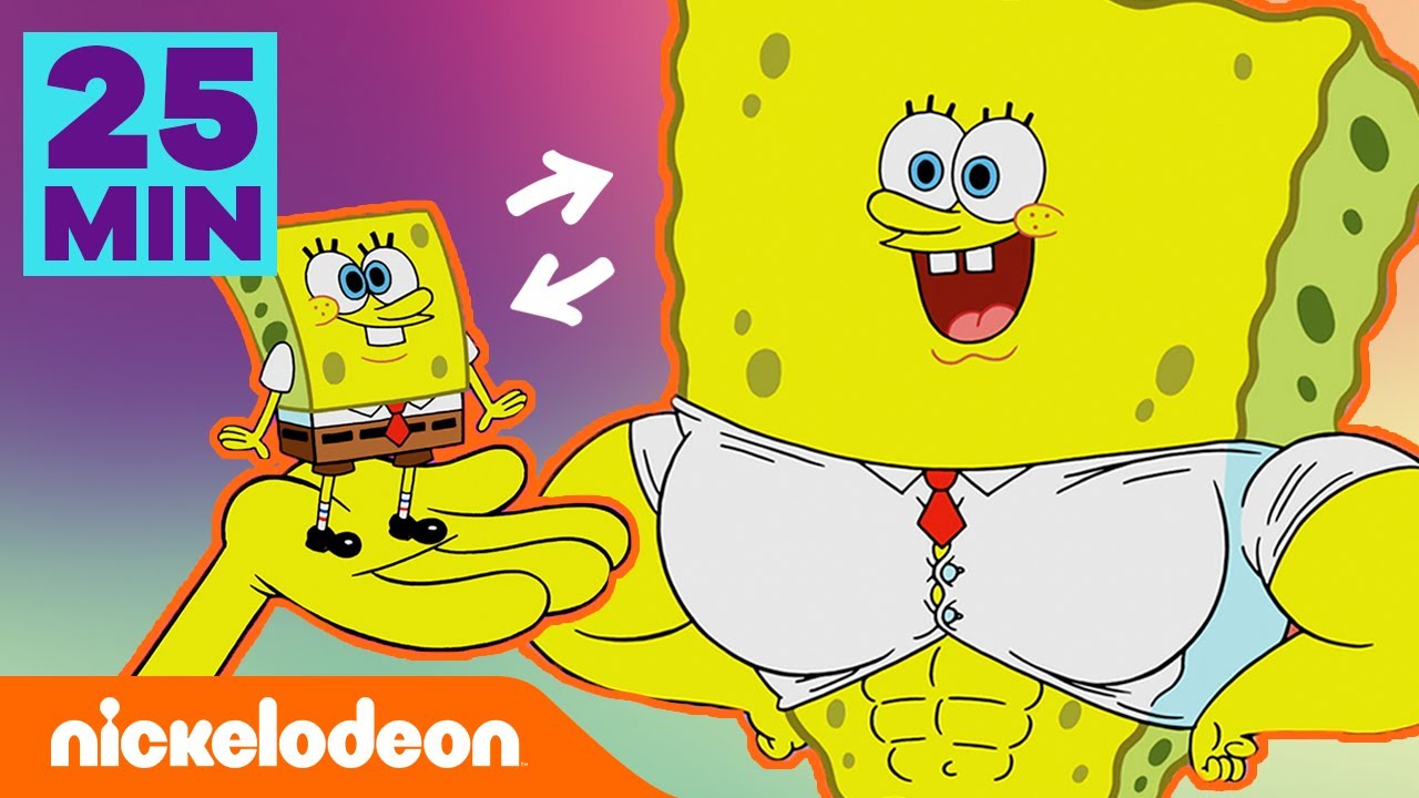 SpongeBob Kanciastoporty | Zmiana wielkości przez 25 minut! | Nickelodeon Polska