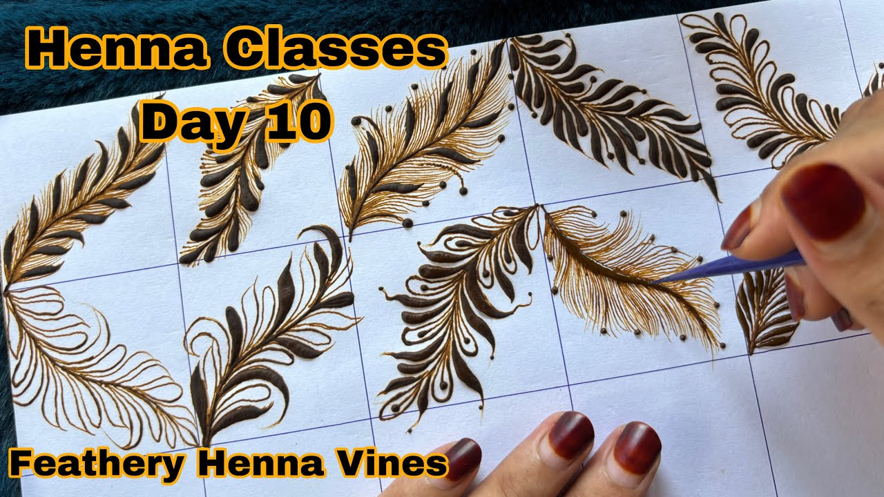Henna Classes Day 10 | Learn Beautiful stylish Feathery Henna Vines | Henna Classes By Thouseen