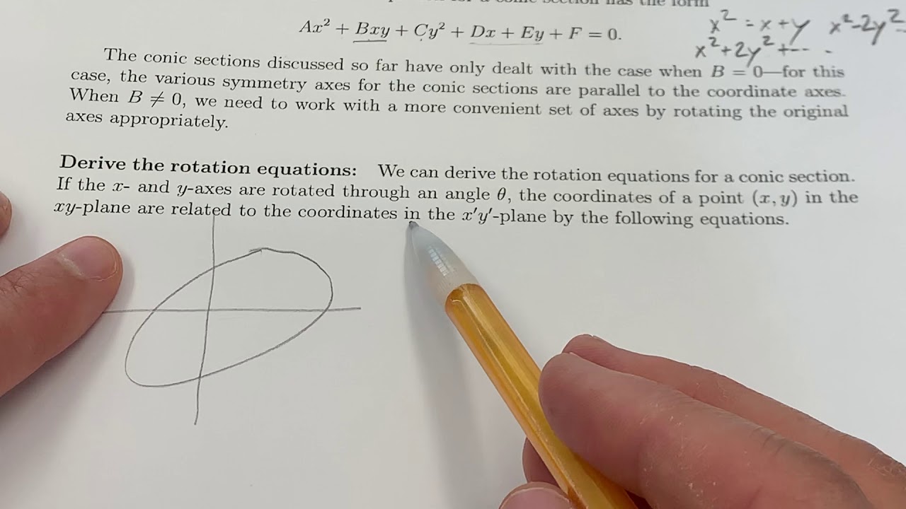 Rotation equations for conic sections
