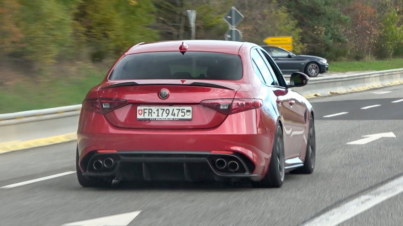 Alfa Romeo Giulia Quadrifoglio with Decat Exhaust - Redline REVS, Accelerations, Powerslides!