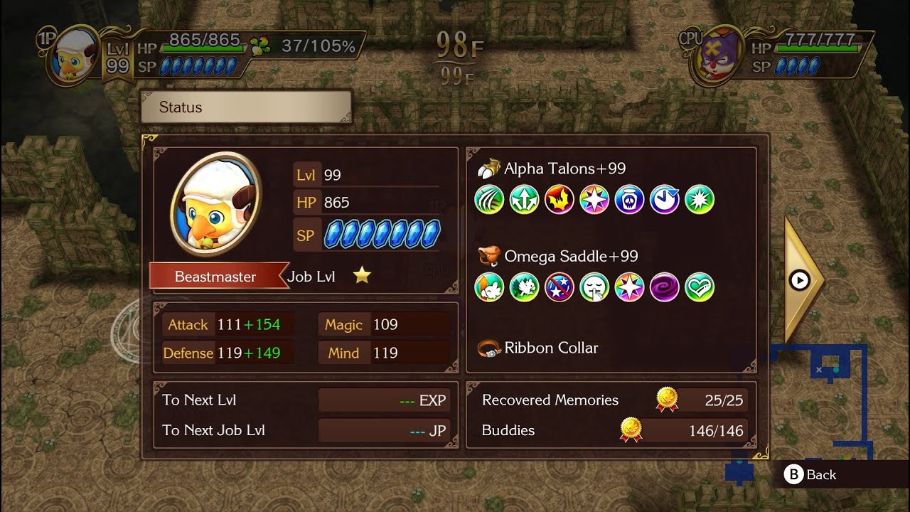 Chocobo's Mystery Dungeon Every Buddy! - LV99 Chocobo, 100% completed, perfect equipment VS Shinryu