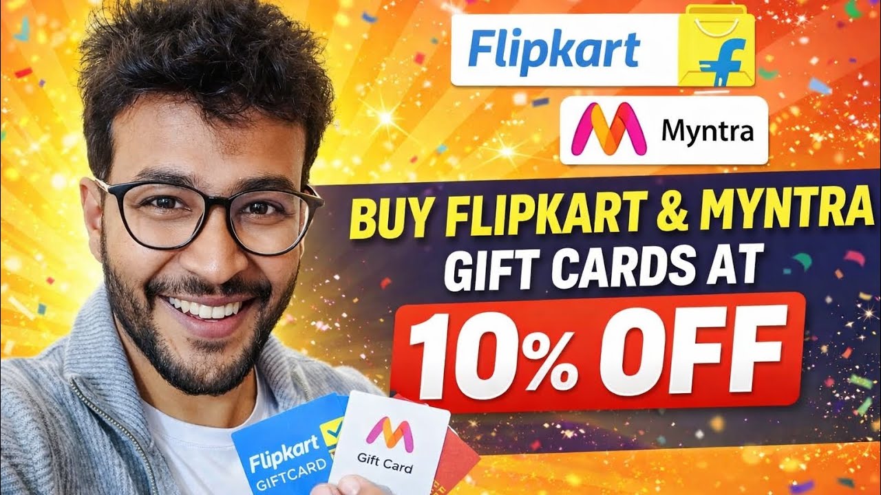 Flipkart & Myntra Gift Card at 10% OFF|CRED Trick+Cashback|How to buy gift Flipkart myntra gift card