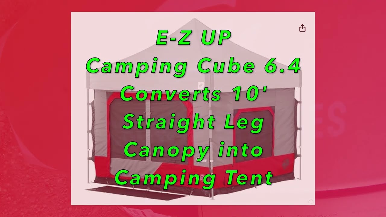 E-Z UP Camping Cube 6.4, Converts 10' Canopy into Tent (CROWN SHADES) Adjustable 10x10 Pop Up Canopy