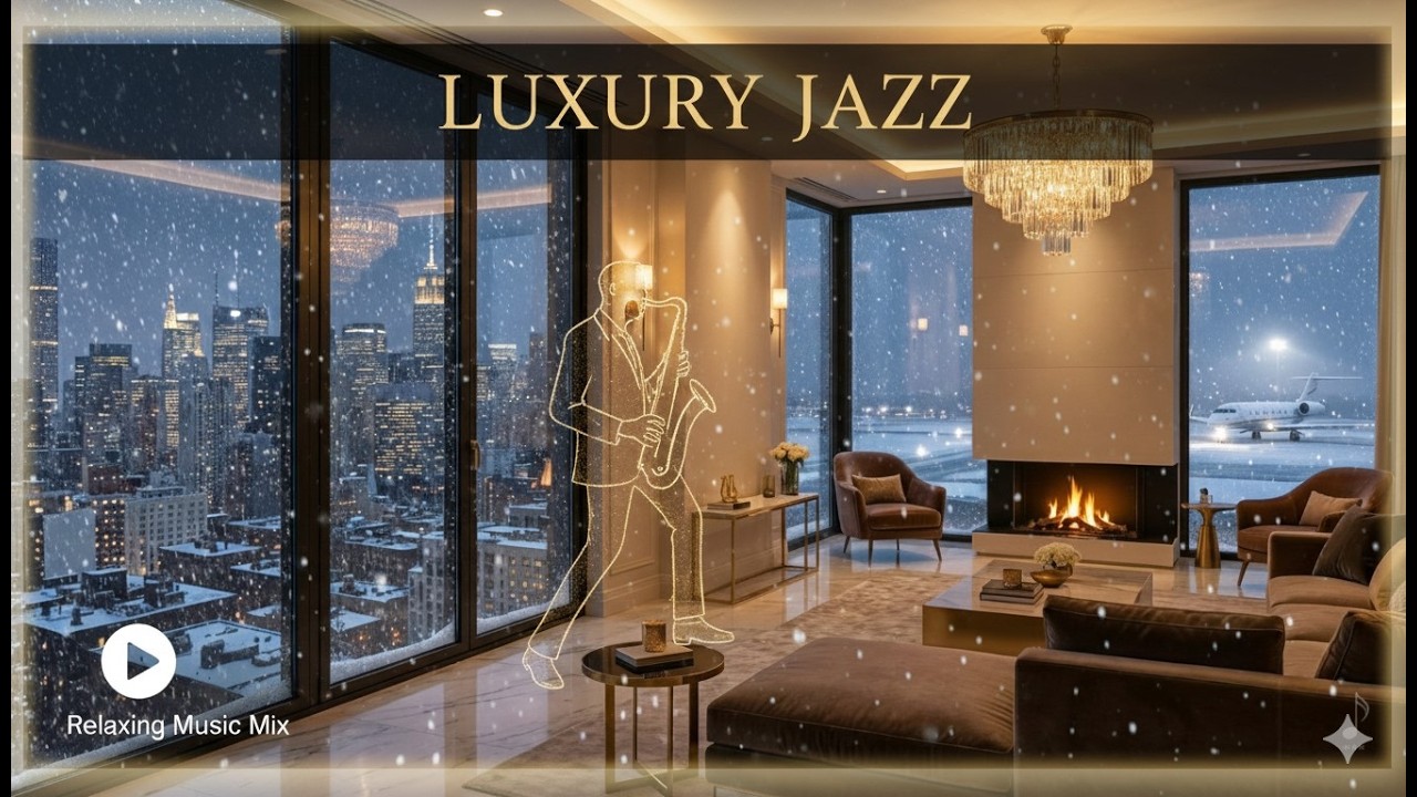 4K Cozy Apartment Ambience for Work 🌙 Winter Evening Elegance with Relaxing Jazz Instrumental Music.