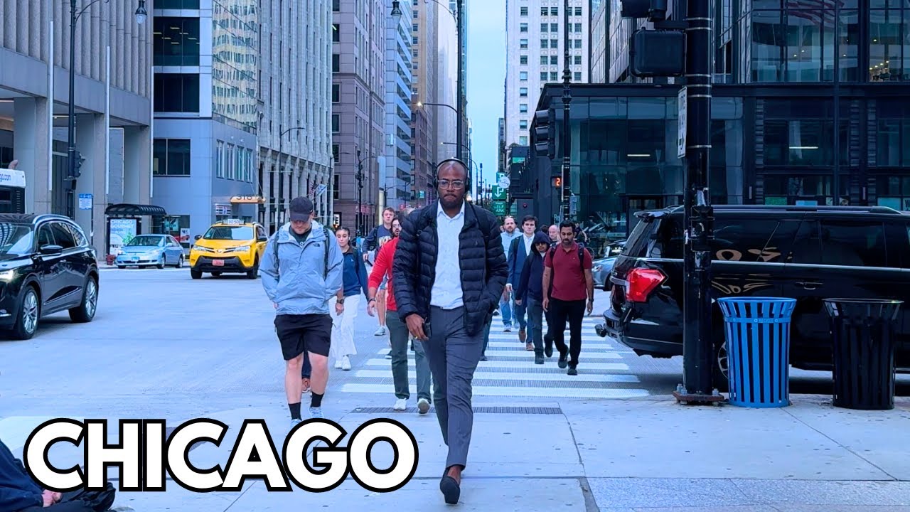 City Of Chicago Rush Hour Walking Tour on Friday | September 27, 2024 | 4k Video, City Sounds