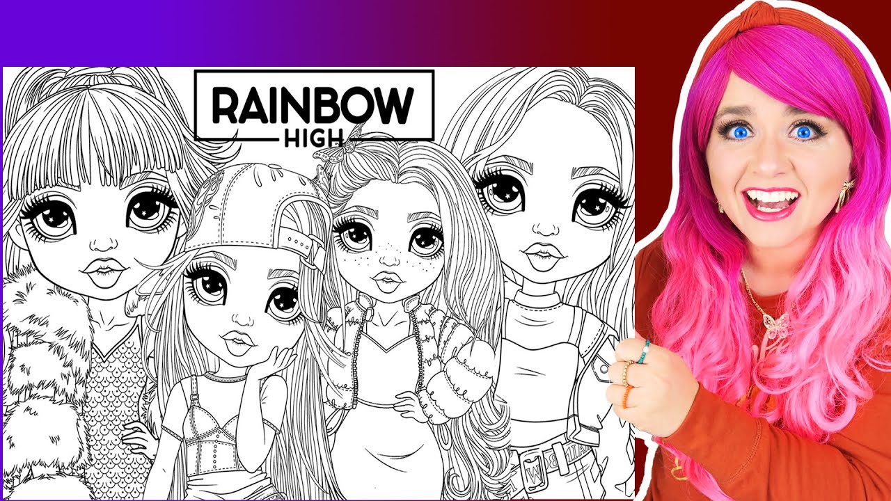 Coloring Rainbow High Dolls | Poppy Rowan, Violet Willow, Ruby Anderson & Skyler Bradshaw Coloring