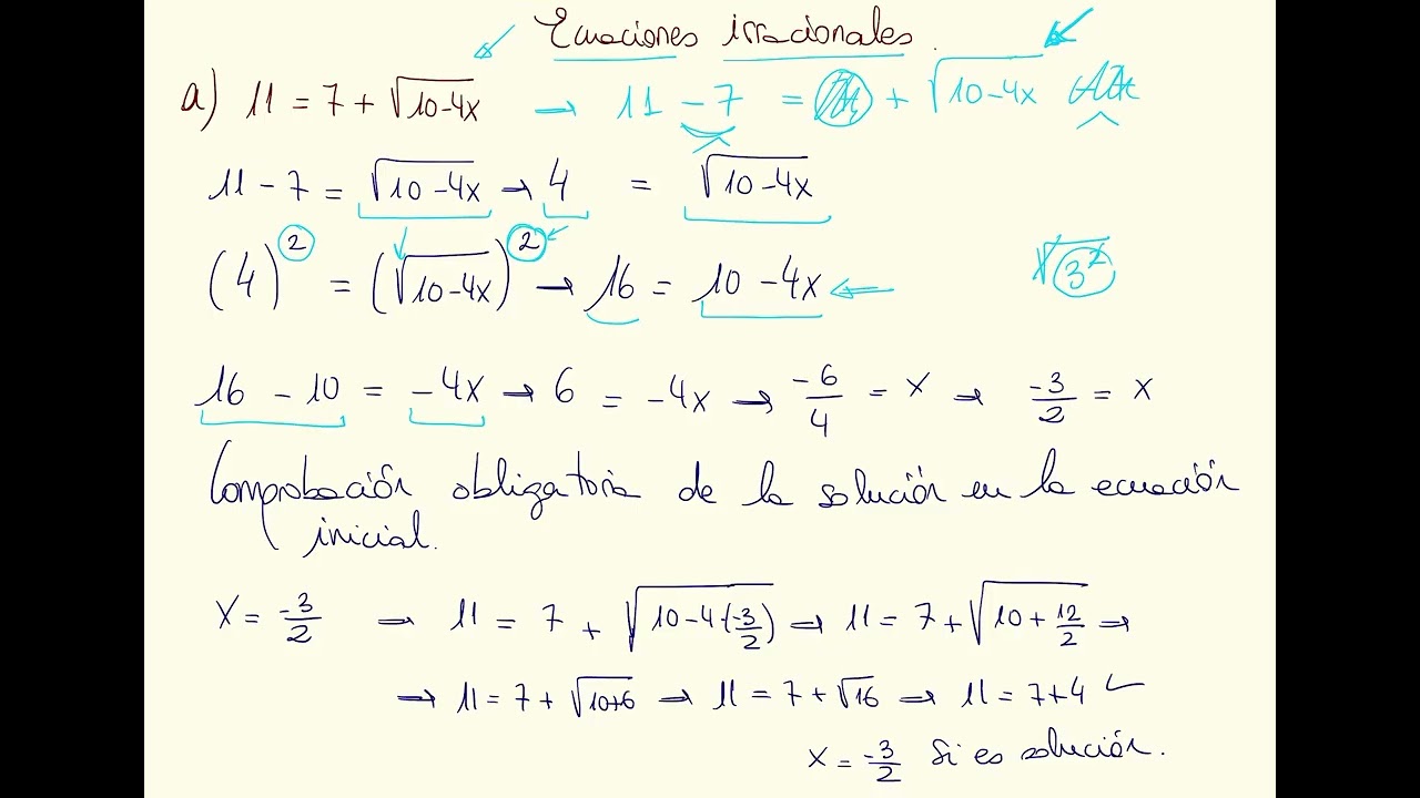 Ecuaciones irracionales sencillas con una raíz cuadrada 1