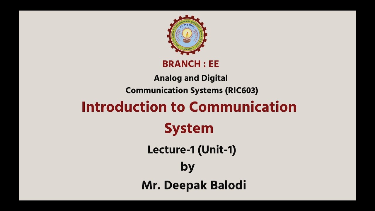 | AKTU Digital Education | Analog & Digital Communicaton | Introduction to Communication System