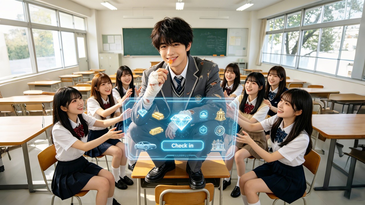 Awakens sign-in system, gets insane rewards: diamonds, sports cars, and surrounded by school beauty!