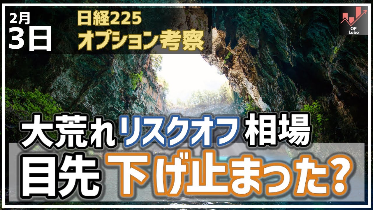 【日経225オプション考察】2/3 世界同時 大荒れリスクオフ相場INも、目先日経平均は下げ止まった？