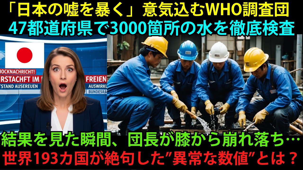 「日本の水道水が飲める？嘘でしょ？」WHO調査団が全国47都道府県で検査　結果を見た世界193カ国が騒然