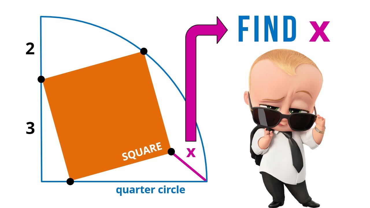 Calculate X | Square inside a Quarter Circle | Learn to Solve Geometry Problem Quickly