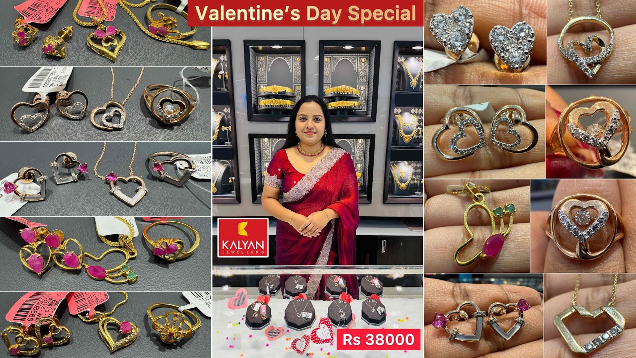 Rs 38K😲 Valentine Day Special collections from Kalyan |♥️Heart shape Studs / Rings / Pendant set