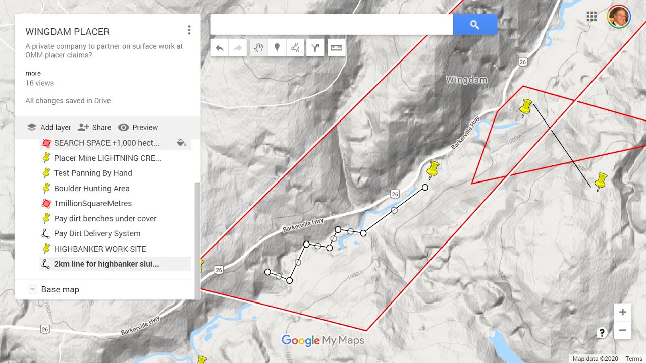 Zooming around $OMM #WINGDAM gold project, Cariboo, #BCmining