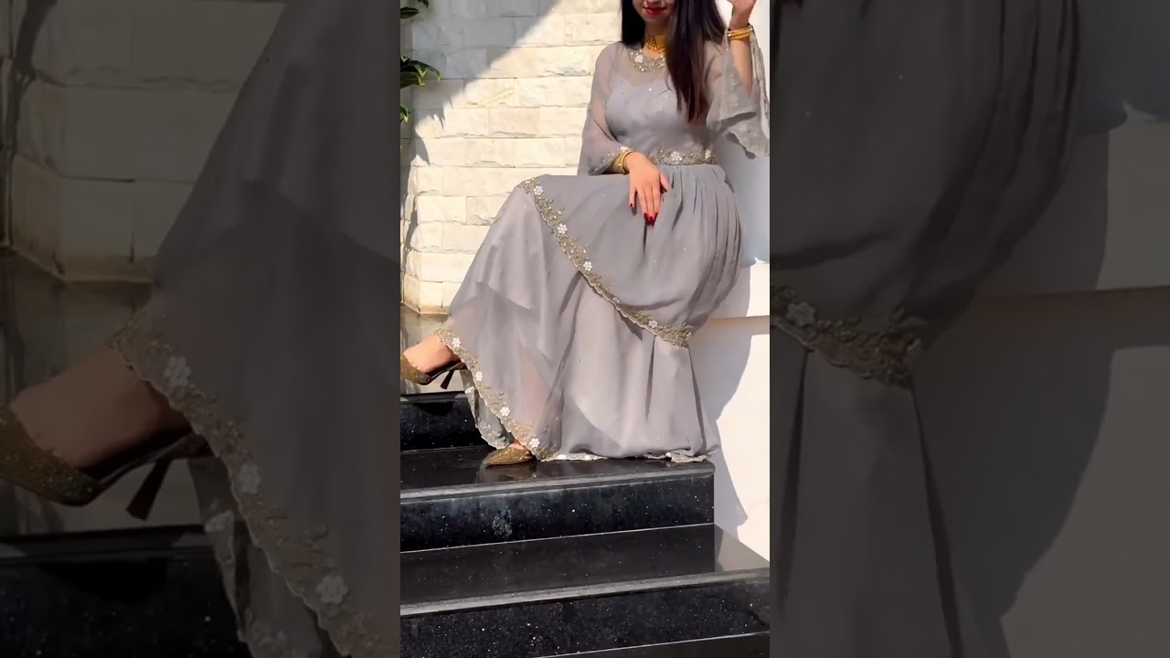 beautiful georgette sharara suit 💜 grey color #wedding #trending #suit #georgette