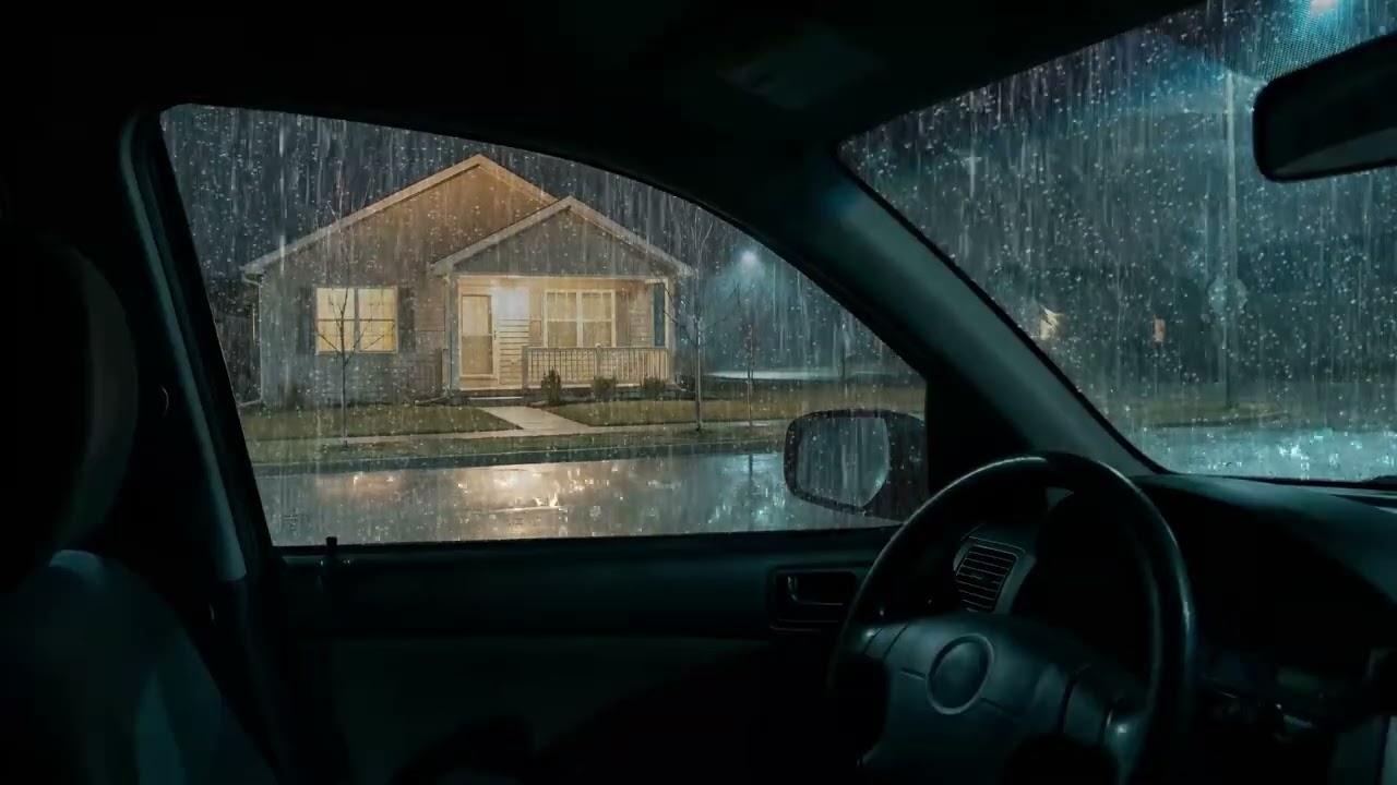 Fall Asleep Fast in 3 Minutes with Rain and Thunder Sounds on Cozy Car for Sleeping and Relaxation