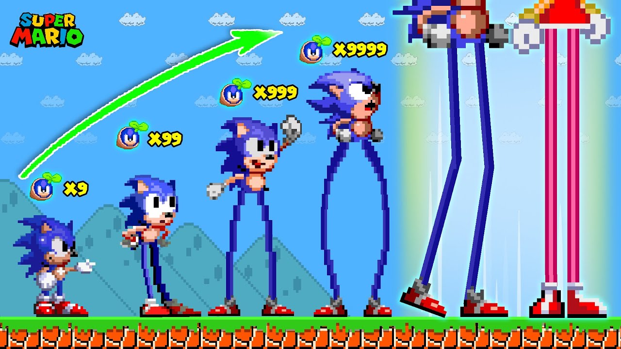 Super Mario Bros., but Upgrading Sonic into the TALLEST Sonic Evolution Ever