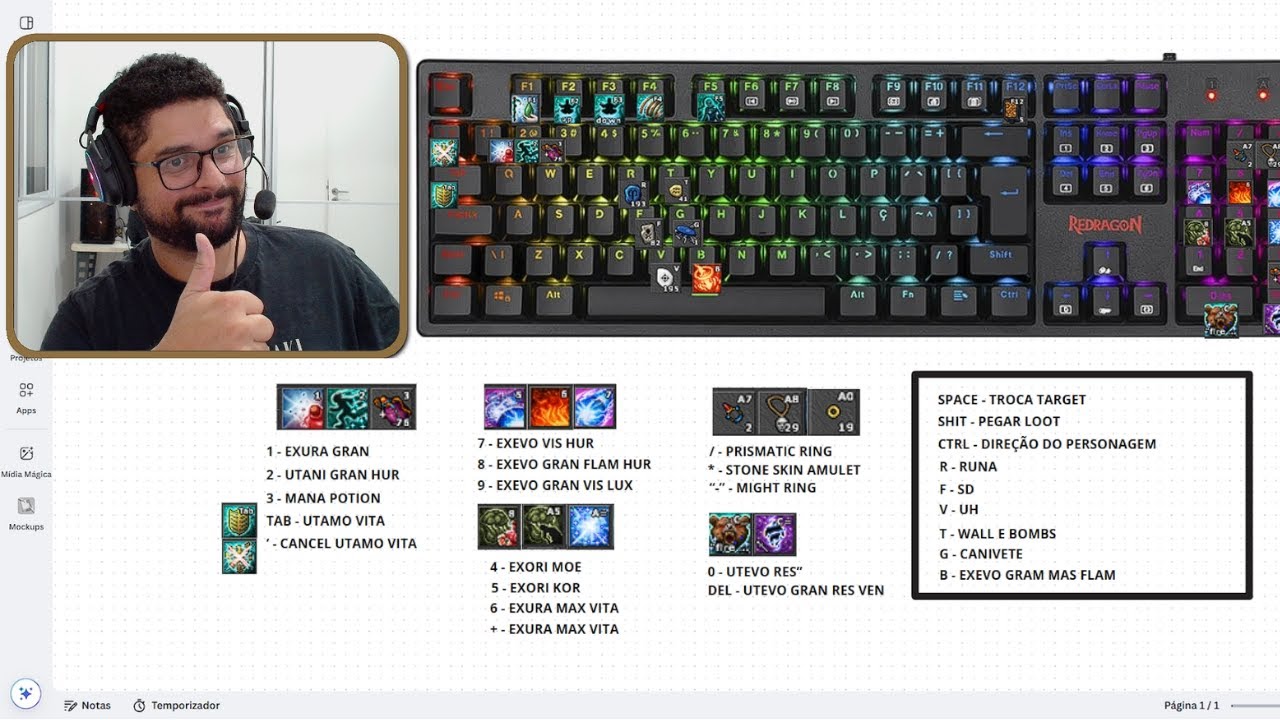 TIBIA - CONFIGURAÇÃO DE HOTKEY DO MS TECLADO FULL E MOUSE GAMER