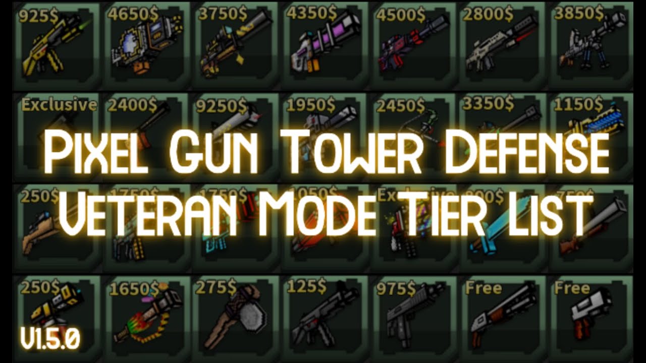 Pixel Gun Tower Defense Veteran Mode Tier List