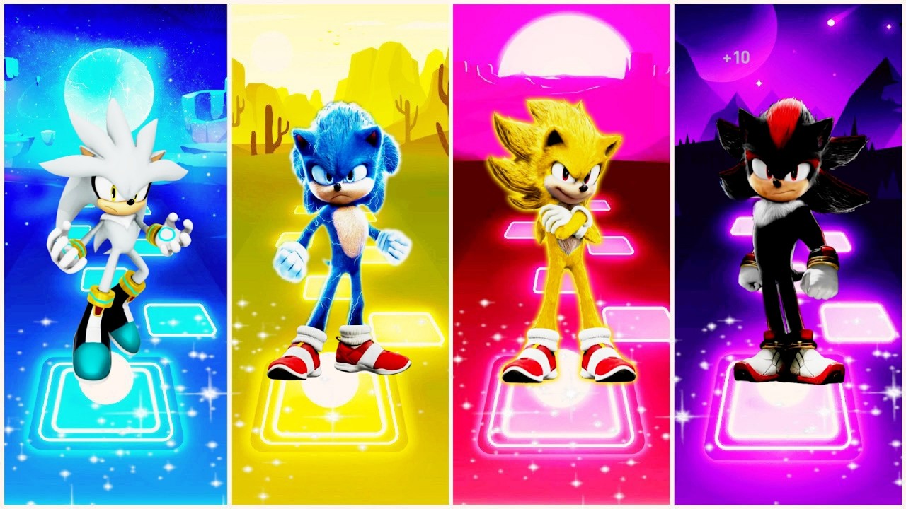 Silver the Hedgehog 🆚 Sonic the Hedgehog 🆚 Super Sonic 🆚 Shadow the Hedgehog | Tiles Hop EDM Rush