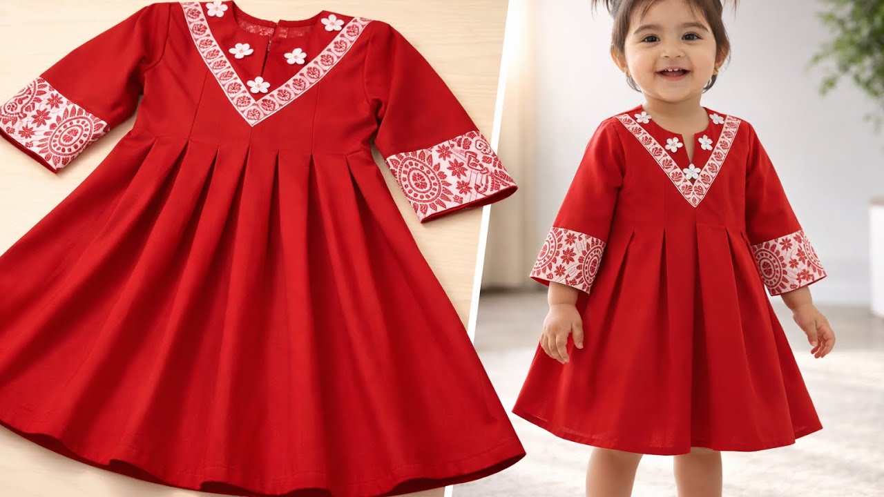 Easy Box Pleated Baby Frock Cutting & Stitching | Baby Dress for 2-3 Years| Eid baby dress design