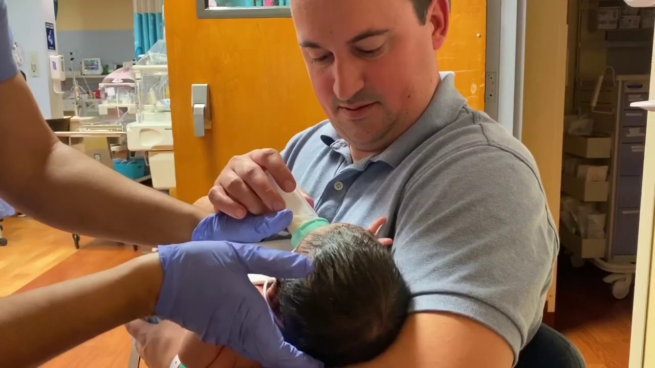 Henry’s first bottle feed and burping