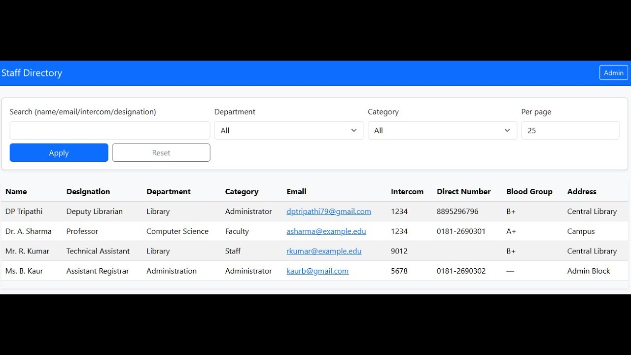 Create Staff Directory with PhP and MySQL