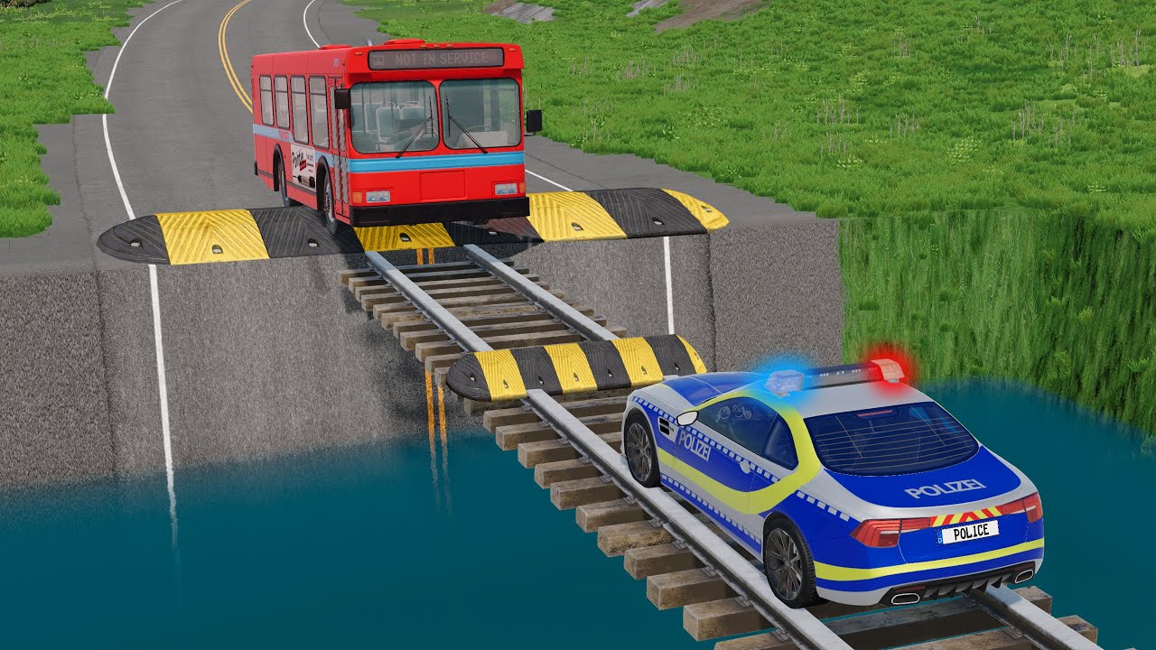 Cars vs TRAIN TRACK BRIDGE Over DEEP WATER | BeamNG.drive Insane Survival Test in 4K !