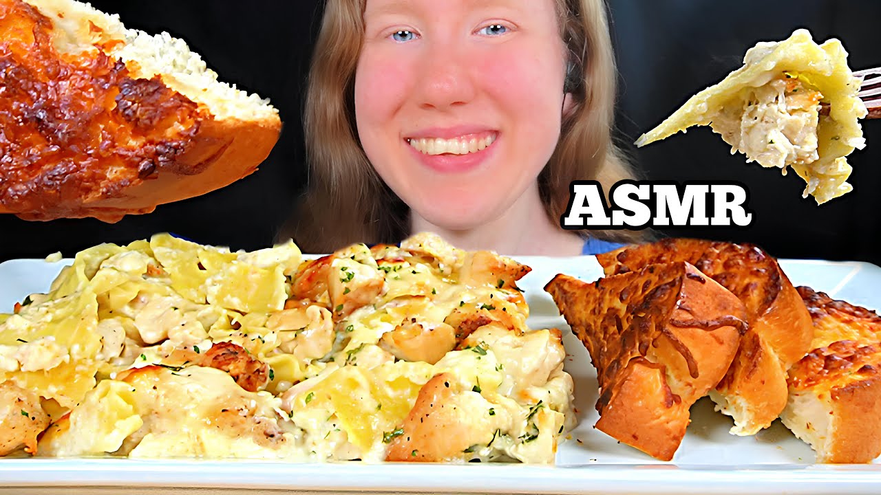 ASMR CHICKEN ALFREDO LASAGNA MUKBANG EATING SOUNDS