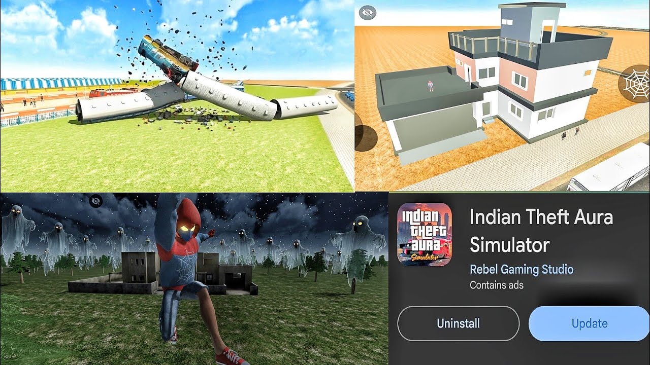 🔥INDIAN THEFT AURA SIMULATOR NEW UPDATE!🚨 NEW TRAIN CRASH + SMART POLICE🤯LUXURY, HAUNTED HOUSE BUILD
