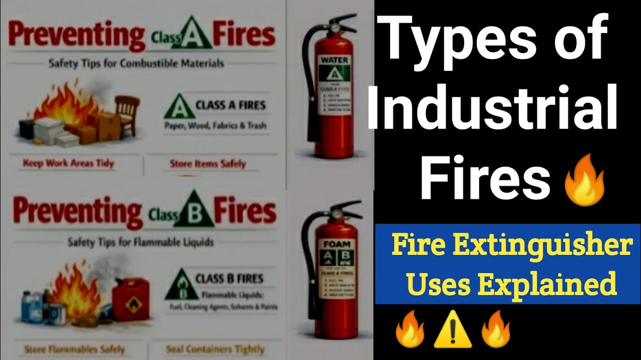 | Industrial Fire Classes | Fire Extinguisher Uses | @prabhueeetech