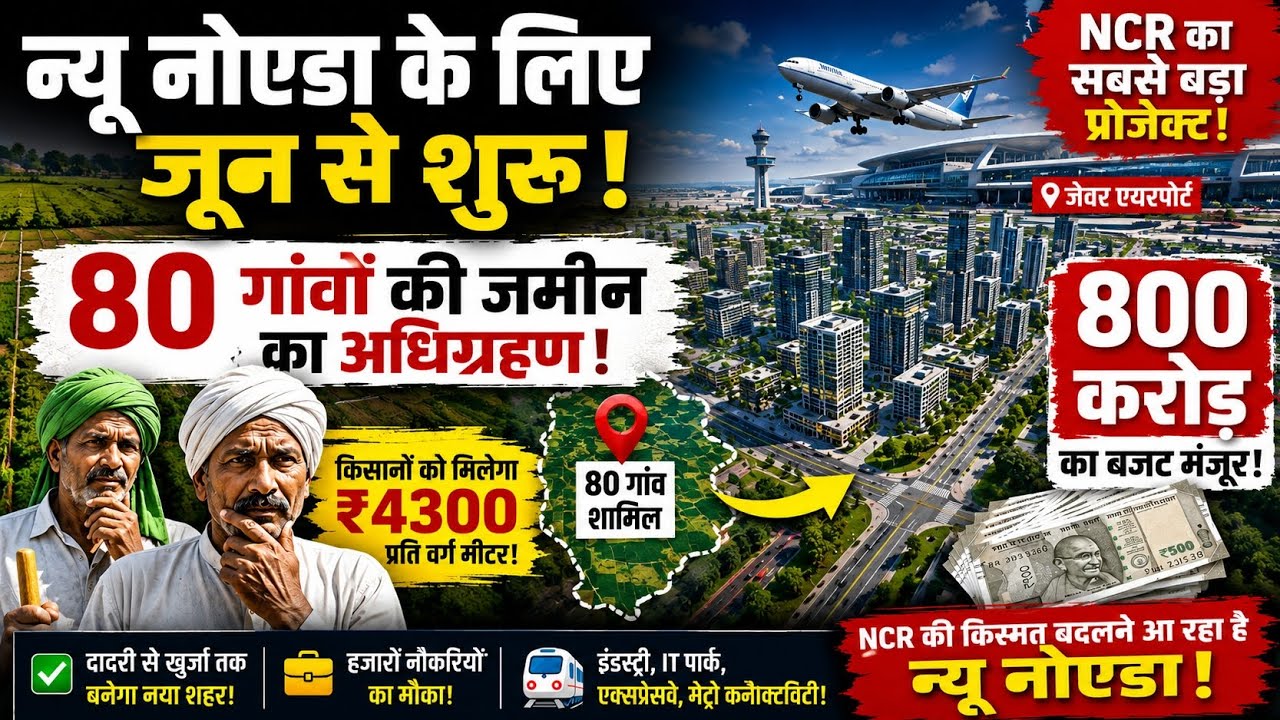 New Noida's MEGA Plan! Land Acquisition for 80 Villages Begins | ₹800 Crore Approved 😱