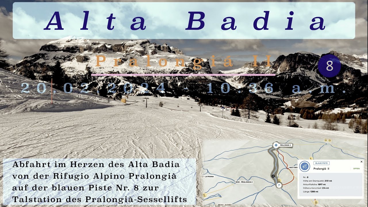 ALTA BADIA: Pralongià II (Piste Nr. 8) - Blaue Abfahrt entlang der gleichnamigen Sessellliftrasse