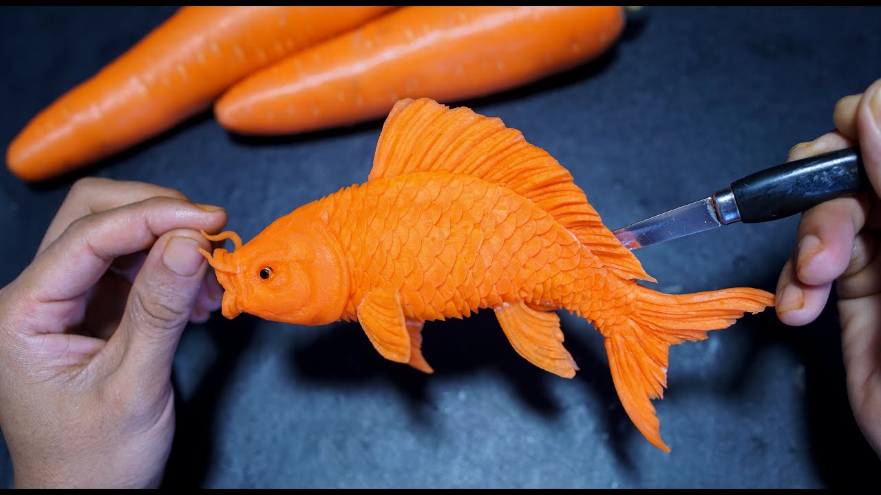 Carp Fish Carrot Carving | Fish Vegetable Carving Art