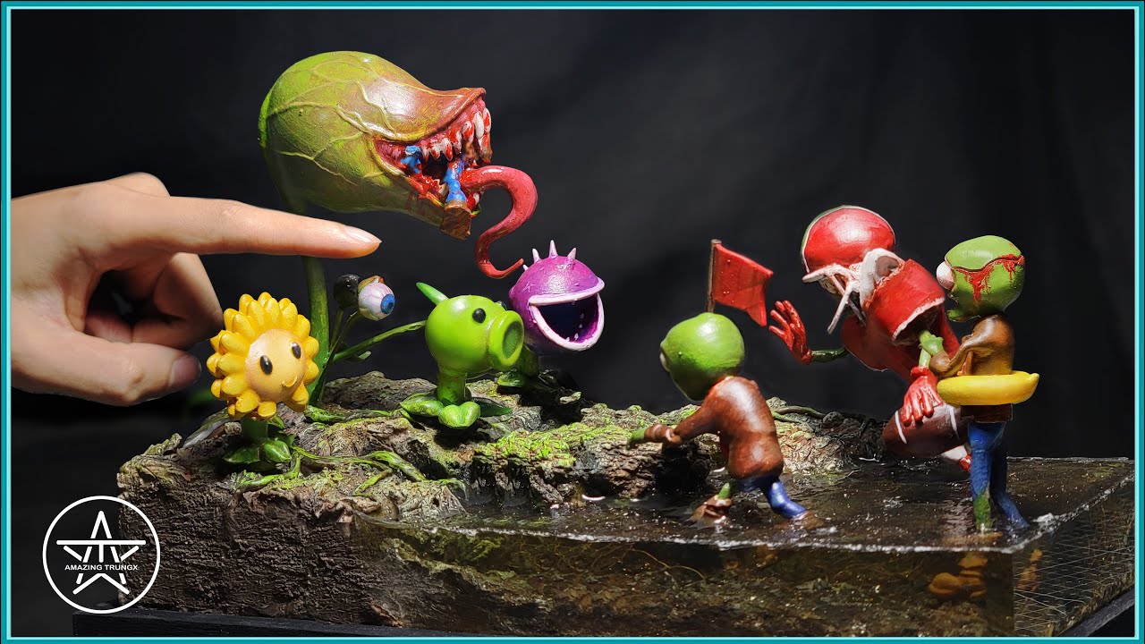 Plants vs. Zombies Diorama | Swamp Zombie Battle – Resin & Clay