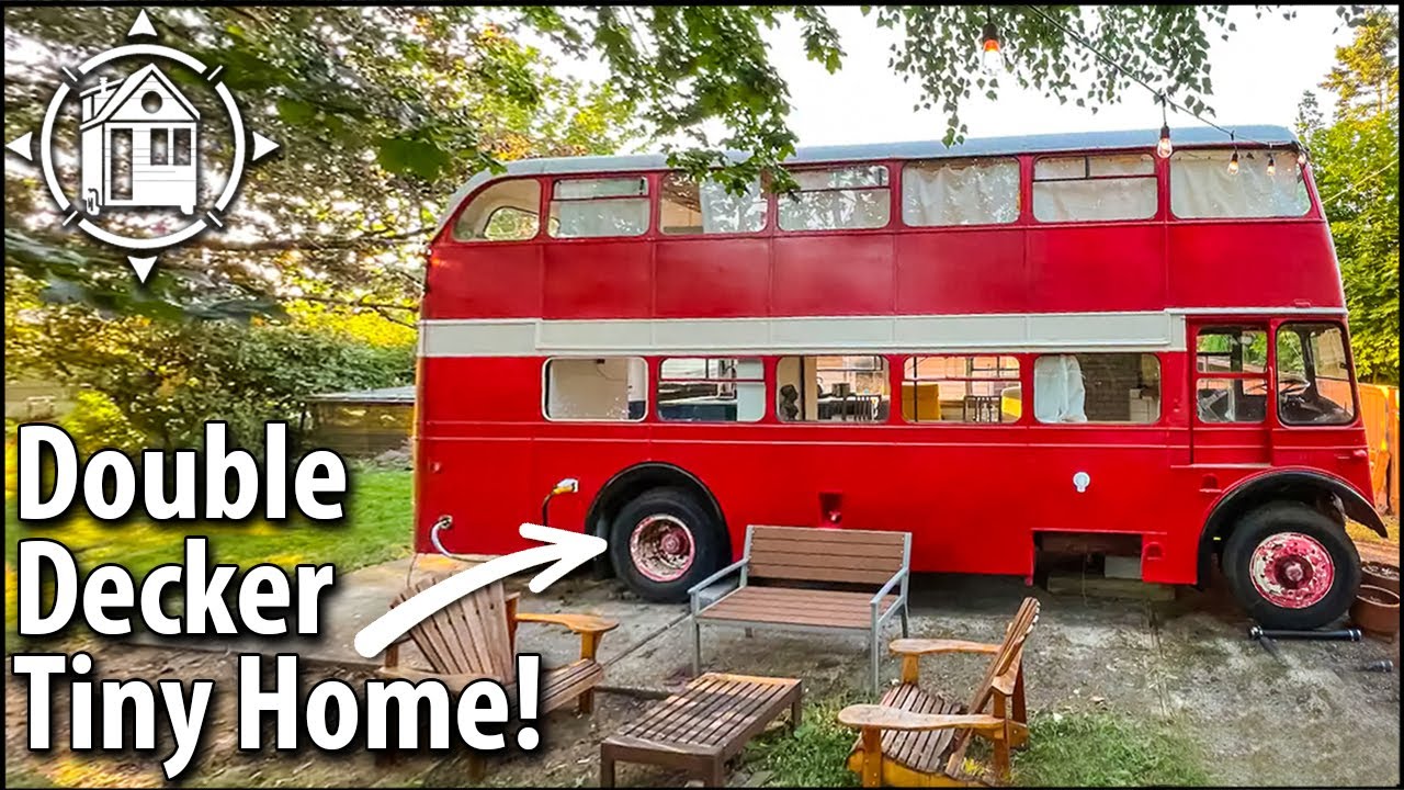 1950s Restored Double Decker Bus becomes stunning Tiny Home