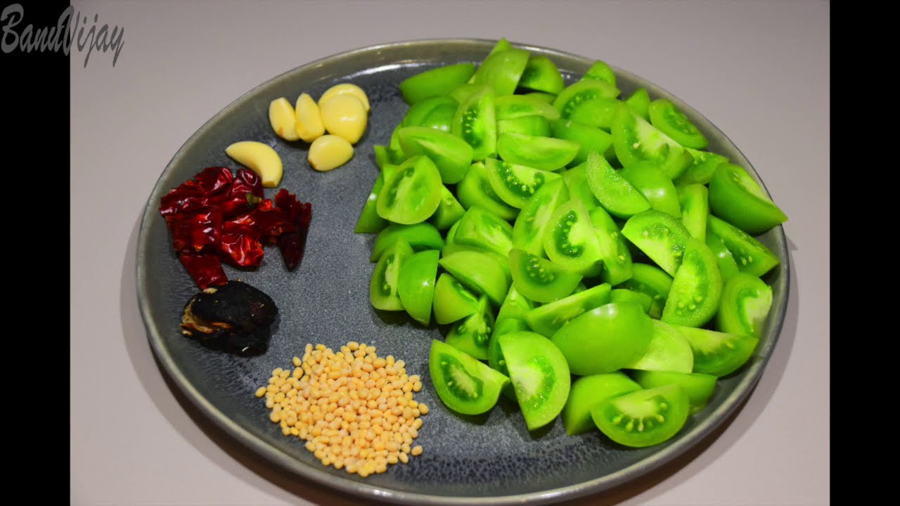 Green Tomato Recipe  { raw tomato } | Spicy green tomato chutney  | Thakkali kai recipe .